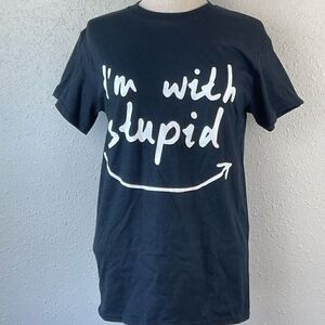 NWOT Black Couples Shirts “I’m with stupid” “Guess I’m Stupid”